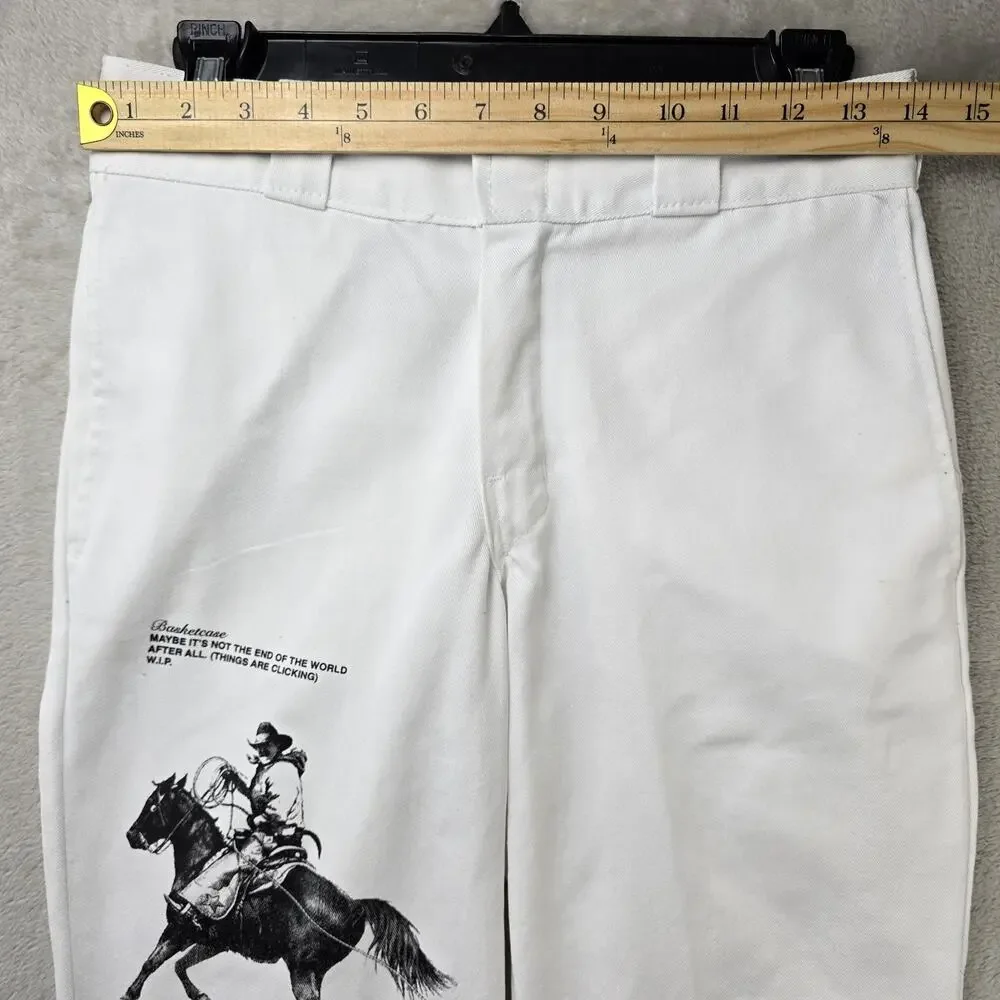 Dickies X Basketcase Gallery 874 Work Pants Mens 28x28 White Cowboy Horse